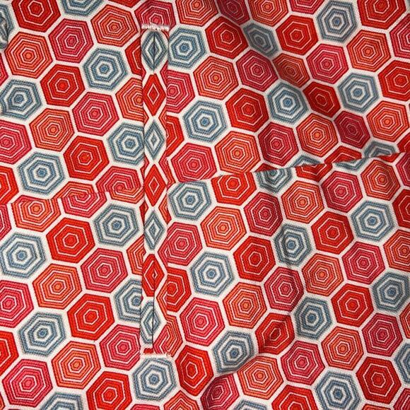 GAP Slim Cropped Orange Gray Geometric Hexagon Pants Size 16 Cotton Stretch - Picture 9 of 11